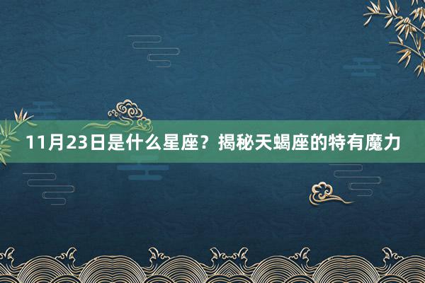 11月23日是什么星座？揭秘天蝎座的特有魔力